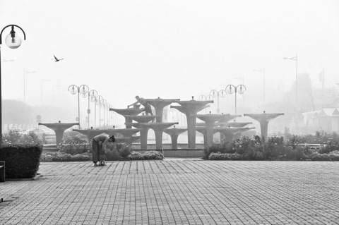 Bild: Springbrunnen am Hafen von Gdynia.