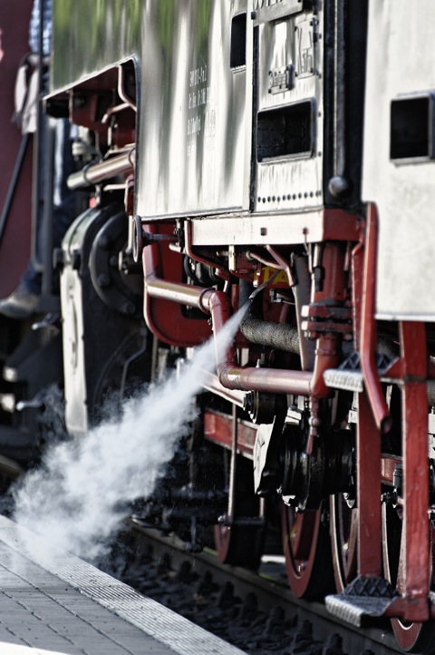 Bild: Die Dampflok der Harzer Schmalspurbahn im Bahnhof von Gernrode. NIKON D700 mit AF-S NIKKOR 28-300 mm 1:3,5-5,6G ED VR.