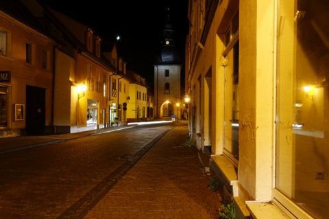 Bild: Blick vom Freimarkt in Hettstedt auf das Saigertor.