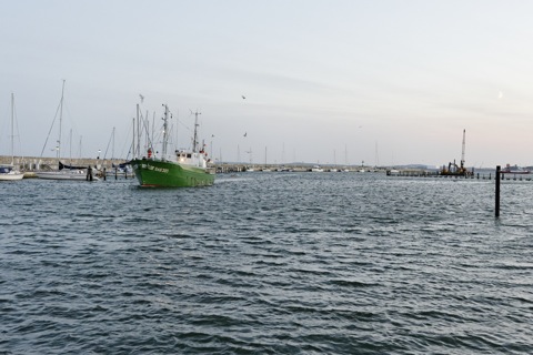 Bild: Der Fischkutter STERNHAI bei der Einfahrt in den Stadthafen von Sassnitz und beim anschließenden Entladen. NIKON D700 mit CARL ZEISS Distagon T* 1,4/35 ZF.2.