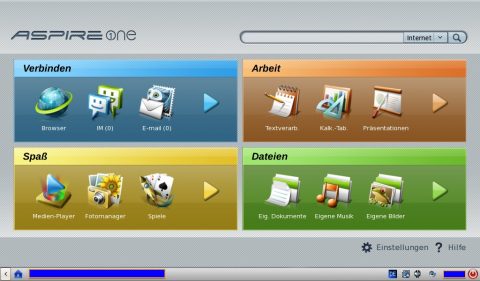 Bild: Sehr nett gemacht ist der Desktop von LINPUS LINUX auf dem Acer Aspire One 110L.