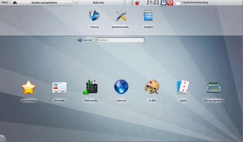 Bild: Nach dem Neustart sieht der KDE PLASMA Desktop so aufgeräumt aus.