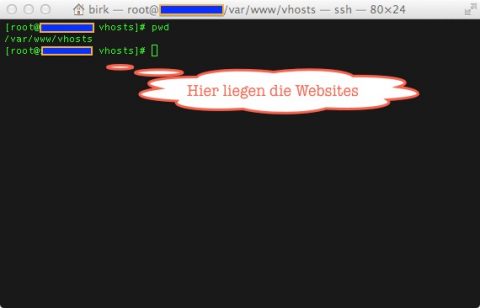 Bild: Unter CentOS 6 Linux liegen die Daten einer Website auf dem 1und1 Virtual Server im Verzeichnis /var/www/vhosts.