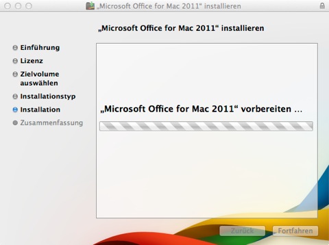 Bild: Ab jetzt läuft das Installationsprogamm von Microsoft Office für Mac durch.