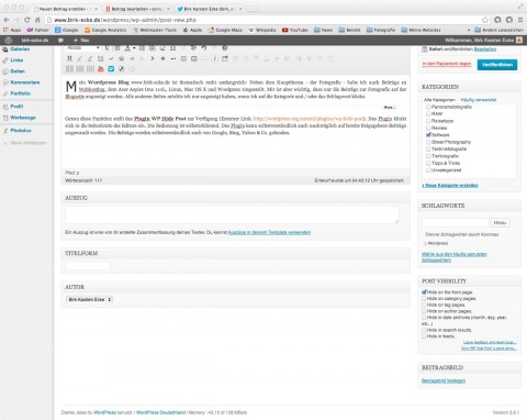 Wordpress - Blogartikel nicht auf der Blogseite sondern nur in den Kategorien anzeigen mit dem Plugin WP Hide Post