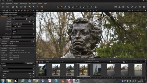 Bild: Das Foto von der Puschkin Statue wird nun mit 100 % Qualität als JPEG aus Phase One Capture One Pro 7.2 exportiert. Klicken Sie auf das Bild um es zu vergrößern.