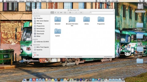 Bild: Die aufgeräumte Festplatte eines MacBook Air 11''. Hier ist jede Menge Platz für Fotos und andere Dateien.
