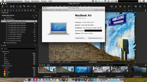 Bild: Phase One Capture One Pro 8 läuft problemlos auch auf einem Mac Book Air 11 Zoll mit 8 GByte Arbeitsspeicher.