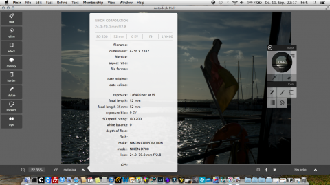 Bild: Das in Autodesk Pixlr Desktop importierte NEF RAW Foto einer NIKON D700 vom Hafen von Wiek auf der Insel Rügen habe ich direkt gehen die Sonne aufgenommen und deshalb um zwei Blendenstufen unterbelichtet. 