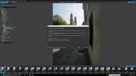 Bild: Fehlende Kamera-Objektiv-Module werden bei DxO Optics Pro 10 Elite aus dem Internet nachgeladen.