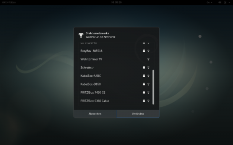 Bild: Nach der Installation von iwlwifi sollten alle verfügbaren WLAN-Netze verfügbar sein.