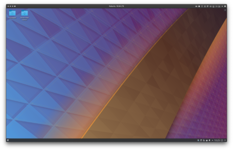 Bild: Nach der Initialisierung des KDE Desktop sieht das dann so aus. Noch etwas trist, aber Sie können später in Ruhe tunen.