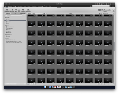 Bild: RAW Dateien moderner Kameras werden in Apple Aperture importiert, aber nicht mehr angezeigt.