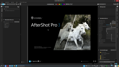 Bild: Der Startbildschirm von Corel After Shot Pro 3.5 unter Kubuntu Linux 18.04 LTS.
