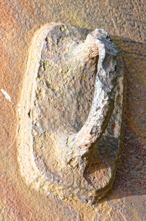 Bild: Am Kap Arkona auf der Insel Rügen dreht sich alles um das Thema Marinenavigation. Detailansicht eines Griffes der Glockenleuchttonne aus dem Jahre 1027. Die Salzkorrosion ist gut zu erkennen. Klicken Sie auf das Bild um es zu vergrößern.