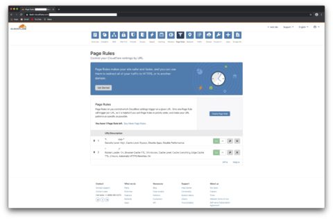 Bild: In dieser Reihenfolge müssen die Page Rules von Cloudflare eingetragen sein. Klicken Sie auf das Bild um es zu vergrößern.